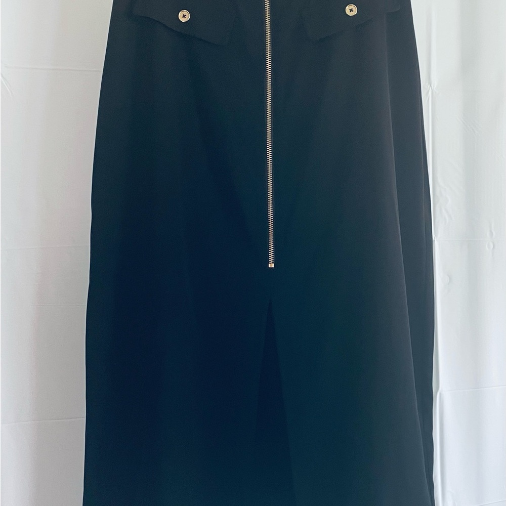 Michael Kors Black Midi Skirt with Gold Accents